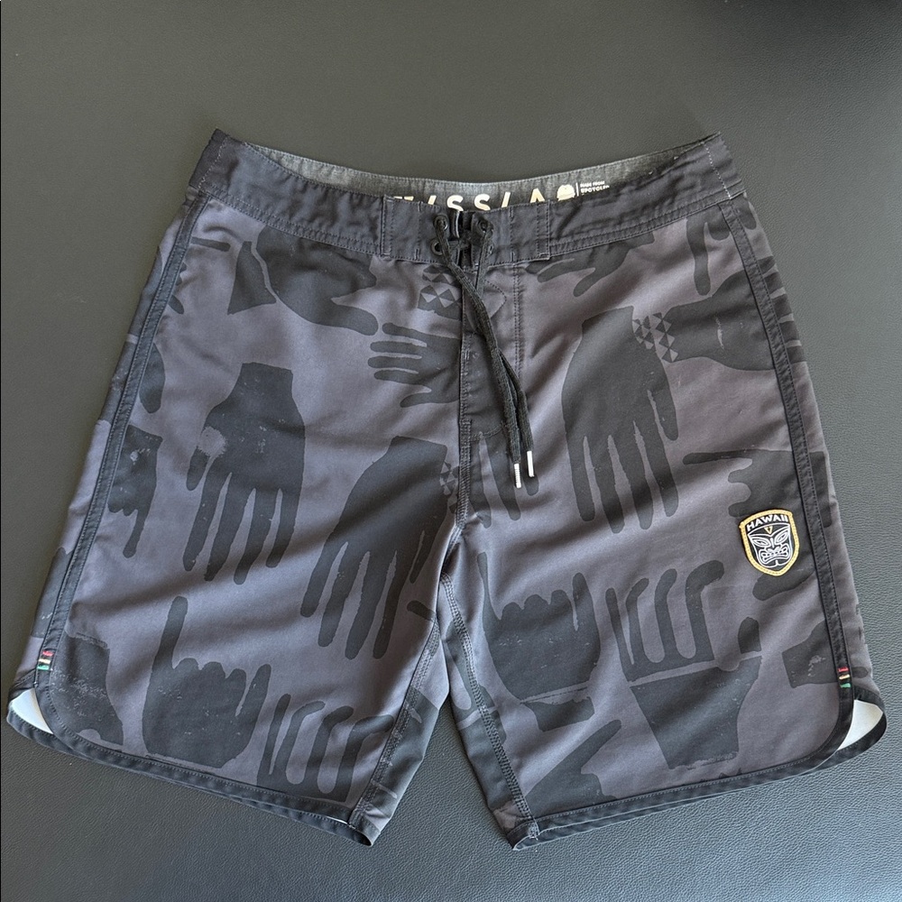 VISSLA Gray Swim Shorts with Logo